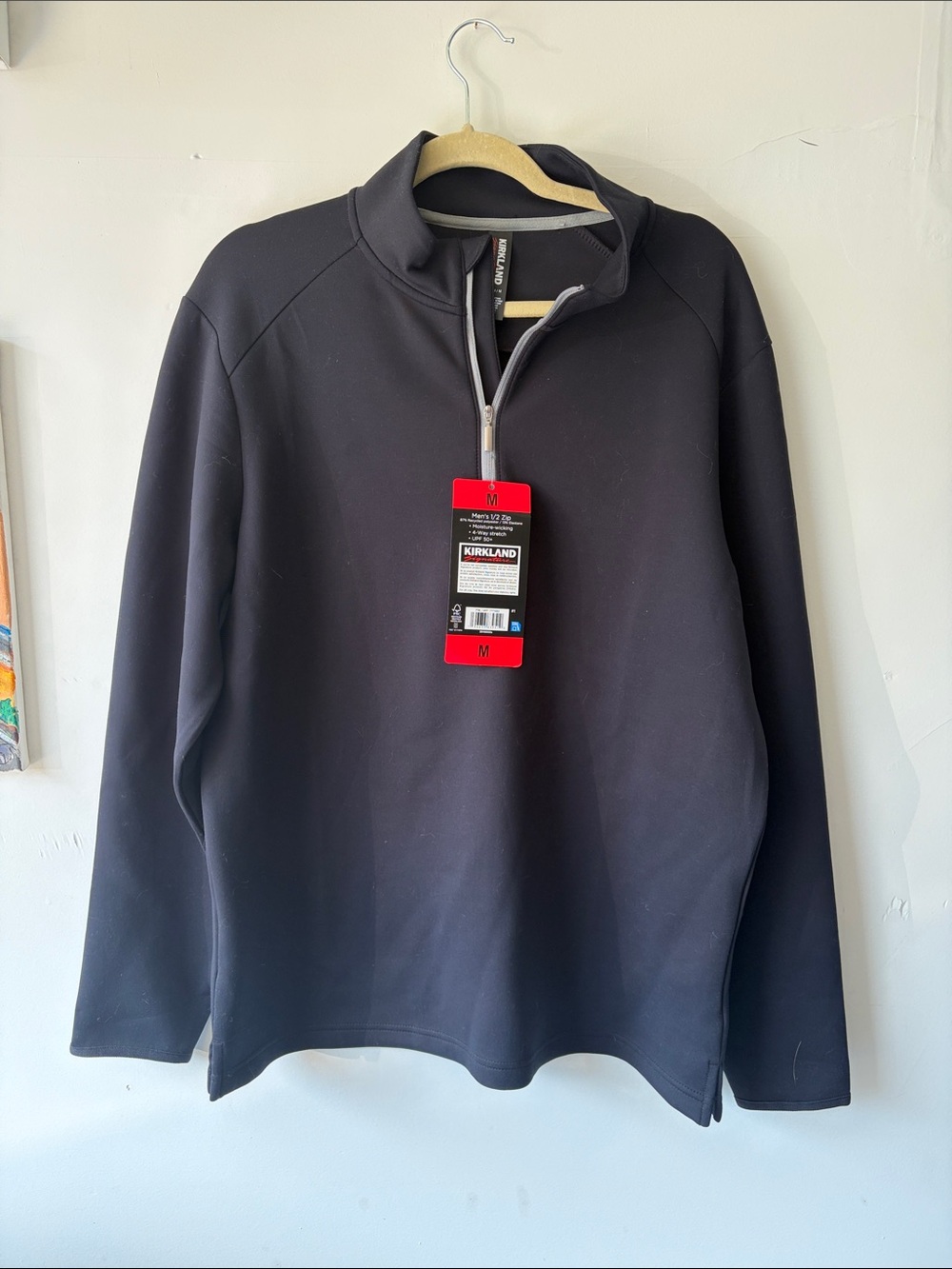 Kirkland Signature Men's Black Half-Zip Pullover Sweater
